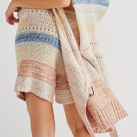 FREE PEOPLE SOUTHWEST SWEATER SET COTTON CROCHET KNIT IN SUNSET COMBO SIZE L - Picture 6 of 16